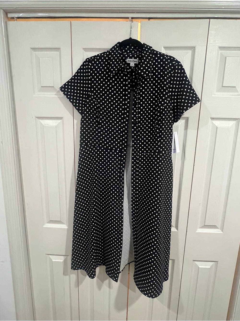 Shelby & Palmer Black Polka Dot Short-Sleeve Jumpsuit Romper